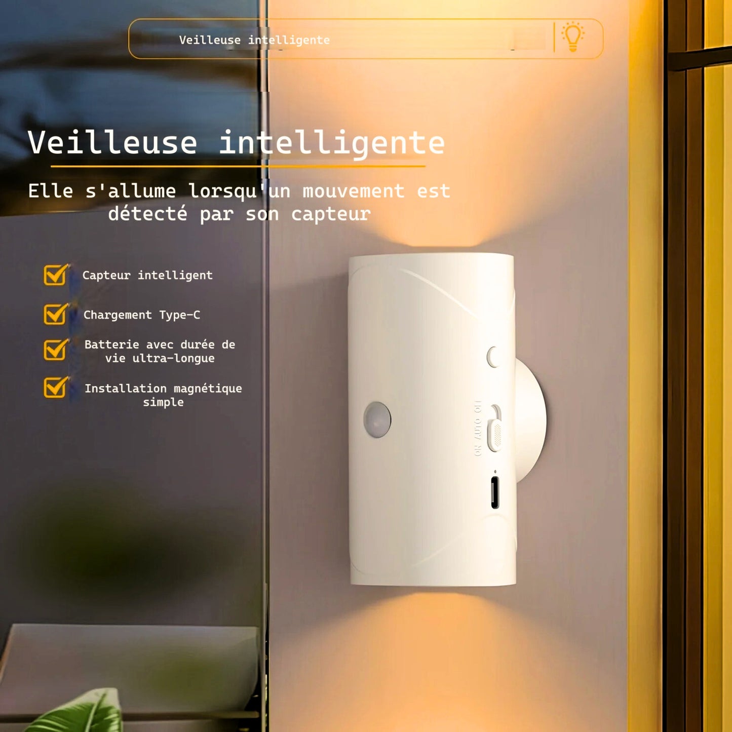 Veilleuse Intelligente avec Détecteur de Mouvement